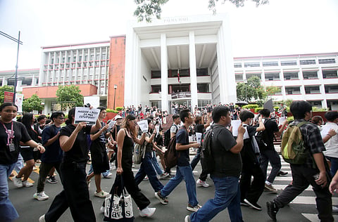 Rage vs crocs, crooks Thousands of students walked out of their classes and staged a Black Friday protest at the University of the Philippines Diliman in Quezon City. The demonstration denounced alleged corruption in government projects and called for a higher education budget amid massive cuts and stalled infrastructure.