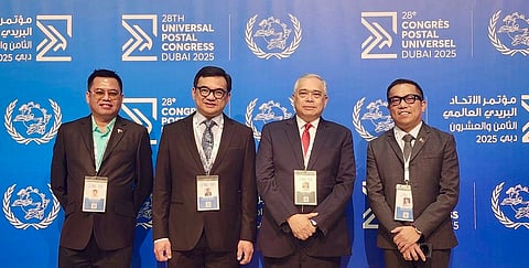 REPRESENTING the Philippines: (From left) Assistant Postmaster General for Operations Atty. Benjie Yotoko, PHLPost Postmaster General & CEO Maximo C. Sta. Maria III, Philippine Ambassador to the UAE Hon. Alfonso Ver and UAE Consul General Marford Angeles.