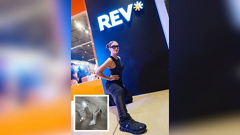 TRIATHLETE Bubbles Paraiso and her pair of silver boots.