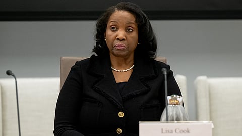 Lisa Cook, member of the Board of Governors of the US Federal Reserve, attends a Federal Reserve Board open meeting discussing proposed revisions to the board’s supplementary leverage ratio standards. A federal judge temporarily blocked US President Donald Trump’s move to fire Cook as she challenges her ouster from the central bank. Judge Jia Cobb granted Cook’s request for an order to remain on the Fed’s board for now while her lawsuit plays out.