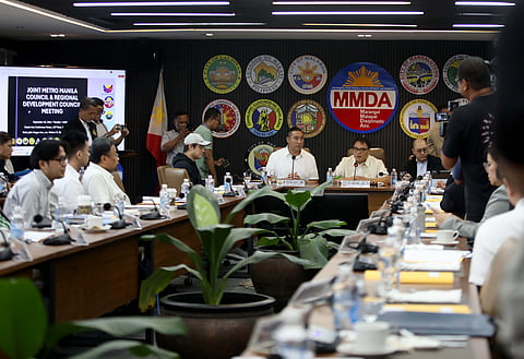 Metropolitan Manila Development Authority chairperson Atty. Don Artes presides the regular Metro Manila Council and Regional Development Council meeting with mayors from different cities in the National Capital Region on Tuesday at the MMDA headquarters in Pasig City.