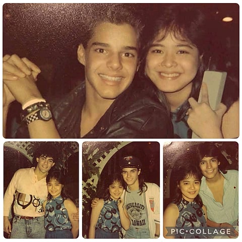 Manilyn Reynes fan mode with Ricky Martin and the all male singing group Menudo