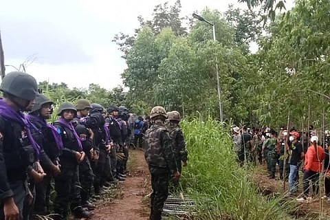 THAI Border Patrol Police (BPP) and police facing Cambodian people in a disputed area along the Cambodia-Thailand border in Sa Kaeo province. Thai forces fired rubber bullets and tear gas during a stand-off with Cambodian protesters along their disputed border on September 17, Bangkok's military said, a move that Phnom Penh stated injured more than 20 people. Thai Army personnel were laying barbed wire on the border in Sa Kaeo when around 200 Cambodians gathered to protest, the Thai military said in a statement.