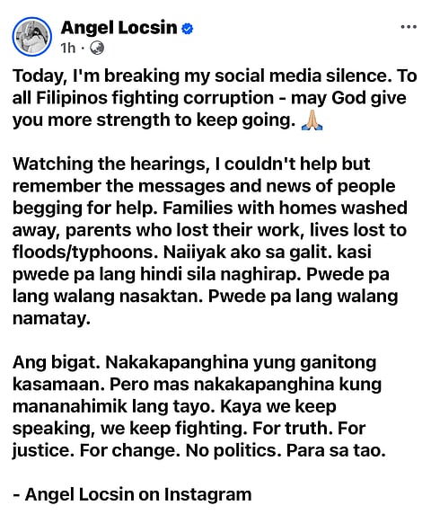 Actress Angel Locsin Posted A Relevant Message After A Long Period Of Silence From Social Media
