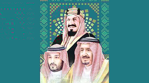 From left: Saudi Arabia’s Crown Prince Mohammed bin Salman, King Abdulaziz bin Abdul Rahman Al Saud and Salman bin Abdulaziz Al Saud is the King of Saudi Arabia.