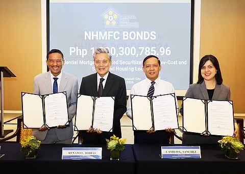 NHMFC has successfully closed its seventh securitization offering, NHMFC Bonds 2024, valued at Php1.3 billion, earning a very strong credit rating from the Philippine Rating Services Corporation (PhilRatings). Pictured at the signing of the transaction documents are key partners of the issuance (L-R): Landbank of the Philippines Senior Vice President Gonzalo Benjamin Bongolan, NHMFC President Renato L. Tobias, Development Bank of the Philippines Vice President Camilo Sanchez, and Philippine National Bank Senior Vice President Joy Jasmin R. Santos.
