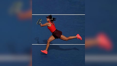 Alex Eala smashes her way to a 6-0, 6-3, victory over Japanese world No. 268 Mei Yamaguchi in the Round of 16 of the Jingshan Tennis Open on Thursday at the Jingshan International Tennis Tournament Center in China.