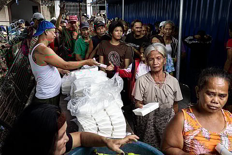 Individuals wait in line to receive food packs during a feeding program organized by a private group at San Vicente de Paul Parish in Manila on Saturday, 27 September 2025.

President Ferdinand Marcos Jr. ordered Friday the transfer of the Department of Public Works and Highways’ ₱36 billion flood control budget for 2026 to the Department of Social Welfare and Development to fund its programs, including the Assistance to Individuals in Crisis Situation (AICS), the Sustainable Livelihood Program, and the Pantawid Pamilyang Pilipino Program (4Ps).