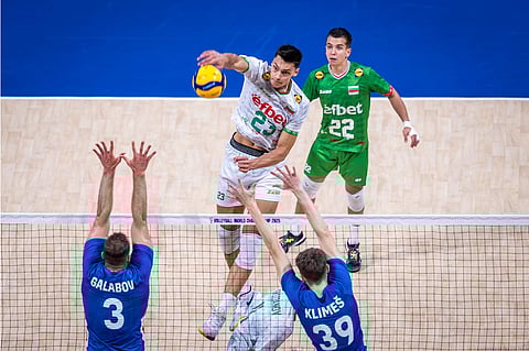 
Aleksandar Nikolov fires 31 points in Bulgaria’s 25-20, 23-25, 25-21, 25-22, semifinal win over the Czech Republic in the 2025 FIVB Volleyball Men’s World Championship.