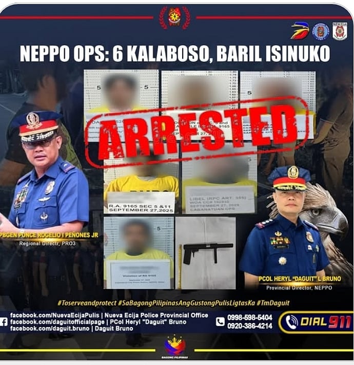 NEPPO arrests six in province-wide sweep