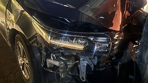 THE suspect’s sedan lies wrecked after crashing into a tricycle and a house gate during a police pursuit in Iba, Zambales, on 27 September.