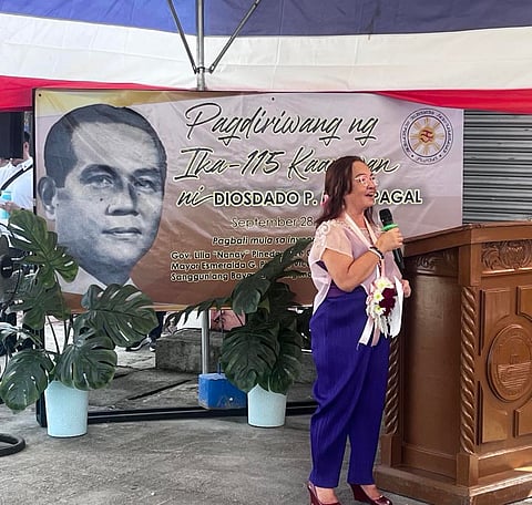 Congresswoman Gloria Macapagal Arroyo talks about the life of his dad, former President Diosdado Macapagal during the 115th Birth Anniversary of Apung Dadong held in Lubao, Pampanga on September 28, 2025.