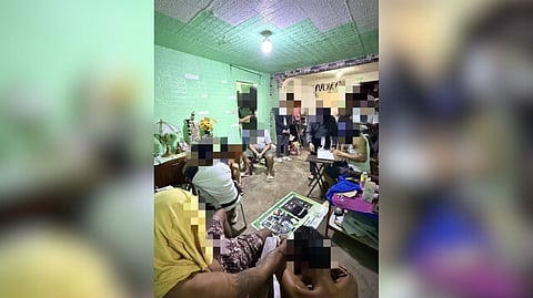 Authorities present the five individuals who were arrested after a successful buy-bust operation in Barangay Camp Tinio in Cabanatuan City which led to the dismantling of a makeshift drug den.