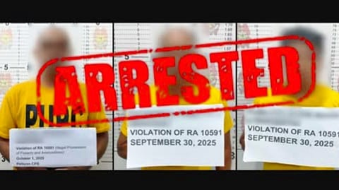 Three suspects were arrested for selling illegal firearms in separate police operations conducted yesterday and early this morning, October 1, 2025.