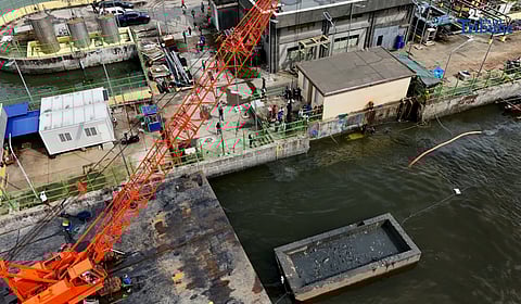 (October 08 2025) On Wednesday, October 8, 2025, Metropolitan Manila Development Authority MMDA Chairman Atty. Don Artes, with Navotas City Mayor John Rey Tiangco, and others official inspect the new repair Navotas Navigational Gate at B. Cruz Street, Brgy. Tanza Navotas, after a portion was hit and damaged last June during typhoon Carina and worsened flooding in Metro Manila. The said gate was hit and damaged again by a ship yesterday. Photo/Analy Labor