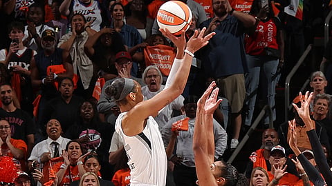 
A’JA Wilson knocks down a jumper in the final stretch to lift the Las Vegas Aces to a 90-88 win over the Phoenix Mercury in Game 3 of their WNBA Finals best-of-seven series.