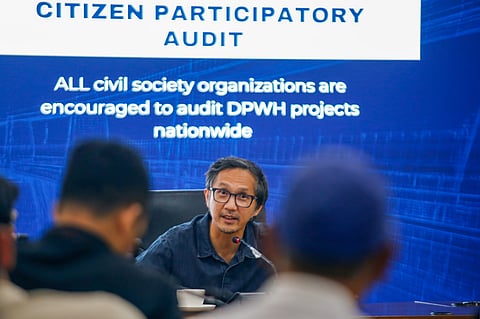 Public Works and Highways Secretary Vince Dizon announces the reforms he introduces at the agency during a briefing at the DPWH head office on 10 October. These include an indefinite suspension of reblocking projects, stricter guidelines on flood control projects and drainage slope protection projects, and citizen participatory audits. 