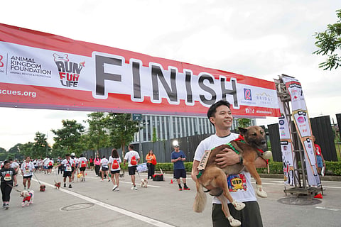 Pet parents and their fur babies participate at the 'Run Fur Life.'