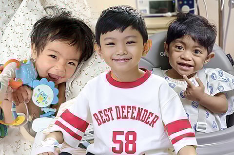 Gift of life Homegrown miracles all (from left) 9-month-old Clyden, 8-year-old Alonzo Eli, and one-year-old King Leo, after their successful liver transplantation through TMC-RMC Joint Liver Transplant Program.