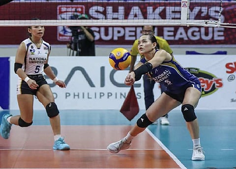 
Vange Alinsug fires 14 points to power NU past UP, 25-20, 23-25, 25-13, 25-18, in their SSL Preseason Unity Cup on Sunday at the Rizal Memorial Coliseum.