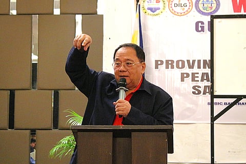 Governor Hermogenes Ebdane Jr. discuss plans to prepare Zambales for the “Big One” during the Emergency Response Meeting and Contingency Briefing held at the Travelers Hotel in Subic Bay Freeport Zone on October 13, 2025. (Jonas Reyes)