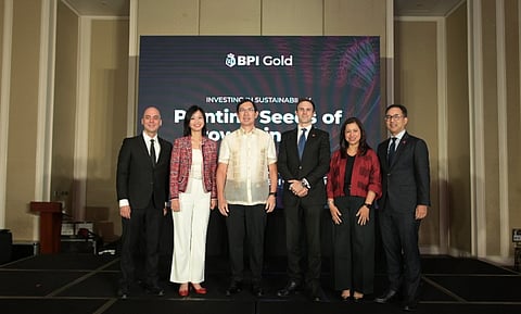 FROM L-R: Tono Zialcita; BPI Wealth Chief Investment Officer; Beh Siew Kim, CapitaLand Investment Limited Chief Finance &amp; Sustainability Officer, Lodging; TG Limcaoco, BPI President and CEO; Alexis Lavergne, CFA, Janus Henderson Investors Investment Specialist; Ginbee Go, BPI Consumer Banking Head; and Eric Luchangco, BPI Chief Finance Officer and Chief Sustainability Officer.