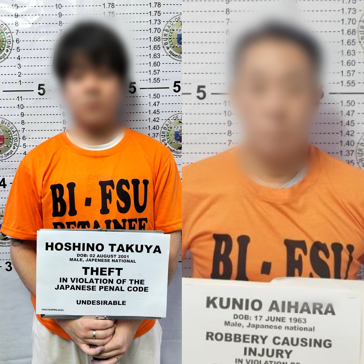 Bureau of Immigration deports two Japanese fugitives for robbery, fraud