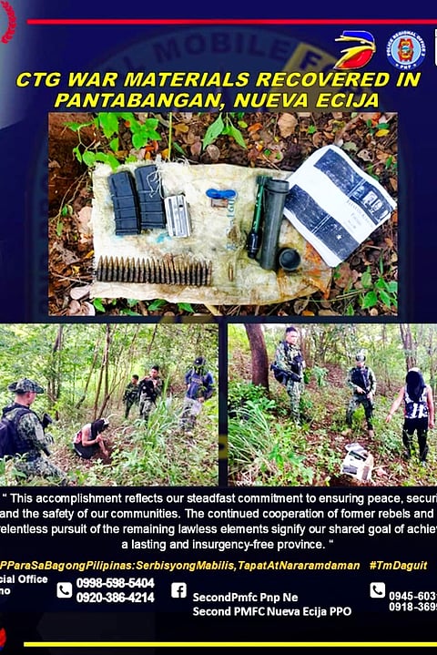 War materiel were found by authorities at Brgy. Cambitala, Pantabangan, Nueva Ecija on October 18, 2025.
