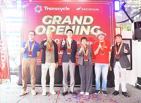 EXECUTIVES from Honda Philippines and Transcycle gather to celebrate the opening of the milestone 800th Honda 3S Shop in Bagac. Shown are: (from left) Matthew Siy Cha (Transcycle chief executive officer), Jose ‘Nonoy’ Siy Cha (Transcycle managing director), Takeshi Kobayashi (Honda Philippines Inc. president), Atty. Juanita Siy (Transcycle managing director), Mark Dionisio See ( Transcycle business development head) and Hervic Villa (Honda Philippines Inc. Sales Office 1 general manager).