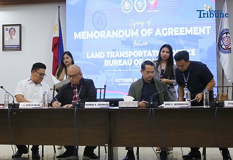 (October 21 2025) Bureau of Customs BOC Land Transportation Office LTO led by BOC Commissioner Ariel Nepomuceno, LTO Chief Markus Lacanilao, along with LTO Atty. Martin Ontog and Office of the commissioner staff Jek Casipit signed a memorandum of Agreement MOA to strengthen coordination and to combat on smuggled vehicles, BOC commissioner said the agreement shows a collaboration effort between the BOC and LTO in promoting transparency and coordinated enforcement, held at LTO office in Quezon City on Tuesday October 21 2025. Photo/Analy Labor 