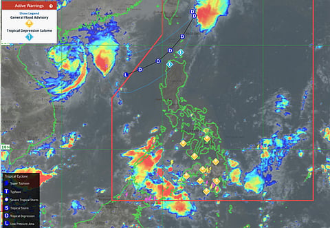 Satellite image shows Tropical Depression Salome near Batanes on Wednesday,