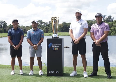 
LOCAL stars Sean Ramos and Miguel Tabuena are ready to tee off together with heavyweights Dustin Johnson and Patrick Reed during the opening ceremony of the International Series Philippines presented by BingoPlus on Wednesday at the Sta. Elena Golf and Country Club in Laguna.      
