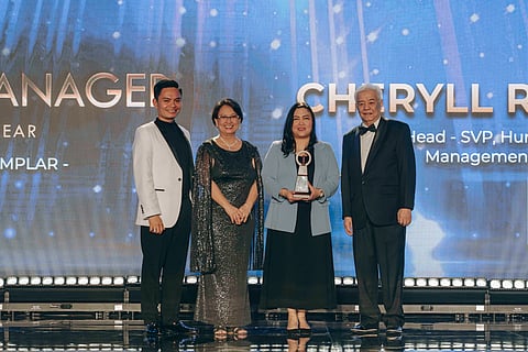 PMAP honors SM Supermalls’ HR leadership. From left: Dr. Roland Suico, PMAP national vice president; Ms. Lily Quintans, PMAP national president; Ms. Cheryll Ruth Lat-Agsaoay, SM Supermalls HR group head and senior vice president; and Mr. Rene Gener, PMAP executive director.