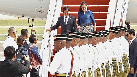 Ready for Summit President Ferdinand R. Marcos Jr., accompanied by First Lady Liza Araneta-Marcos, arrived in Kuala Lumpur, Malaysia, to a traditional military welcome. The Chief Executive, Cabinet secretaries and senior officials are participating in the 47th Association of Southeast Asian Nations Summit.
