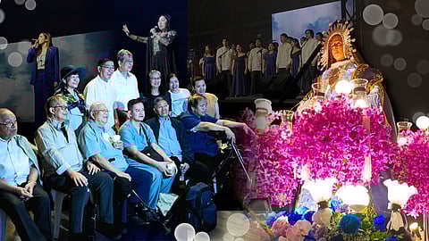 People gather at the Filinvest Tent in Muntinlupa for “Himig at Tinig Para Kay Inang Maria,” a benefit concert honoring the Blessed Mother and supporting elderly and ailing priests.
