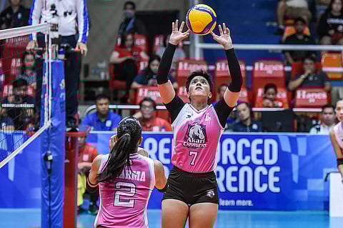 KAMILLE Cal and Akari regain their power with a 25-11, 25-23, 25-23 win over Galeries Tower in the PVL Reinforced Conference on Tuesday. 