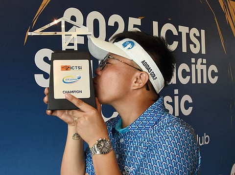 
SARAH Ababa celebrates after closing with a 65 to conquer the ICTSI South Pacific Classic in Davao City on Thursday.