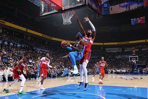 Shai-Gilgeous Alexander puts on a solid showing, firing 31 points, grabbing three rebounds and issuing seven assists as defending champion Oklahoma scored a 127-108 win over the Washington Wizards in their NBA showdown.