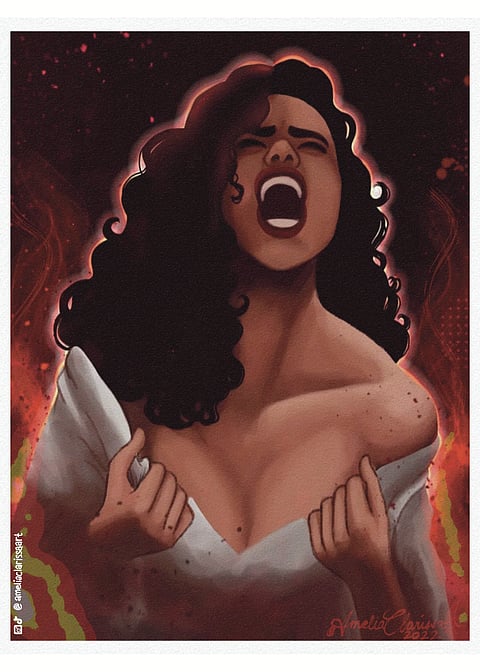 "Female Rage," 2022 painting by Amelia Clarissa de Luna Monasterial