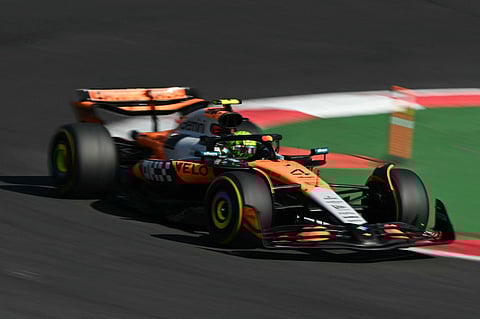 
Setting the pace early, McLaren’s Lando Norris leads the pack during the Mexico City Grand Prix at the Hermanos Rodriguez circuit.