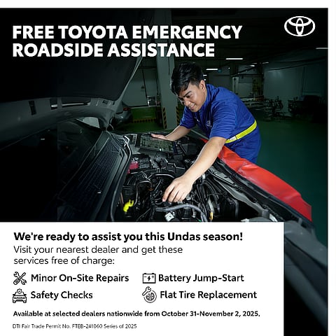 Toyota offers emergency roadside assistance at select Toyota dealerships for Undas