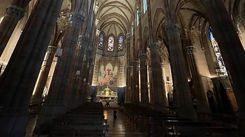 Inside the neo gothic Sacred Heart of Jesus Church in Rome.