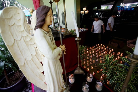 (November 01 2025) On All Saints Day Celebration Families offer prayers and light candles to their departed loved ones at the Parish of the Holy Sacrifice in University of the Philippines, Quezon City, on November 1 2025. Photo/Analy Labor