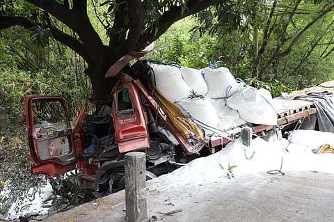 A truck loaded with hazardous materials lost control and rammed parked vehicles at the aforementioned area before hitting a tree that stopped its momentum at Barangay Old Cabalan, Olongapo City, Zambales on November 3, 2025.