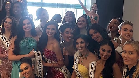The Miss Universe sisterhood standing together 