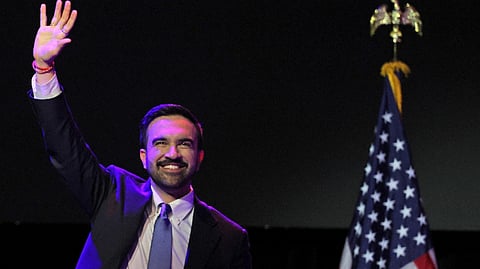 NEW York City mayoral candidate Zohran Mamdani celebrates during an election night event at the Brooklyn Paramount Theater in Brooklyn, New York on 4 November 2025. 