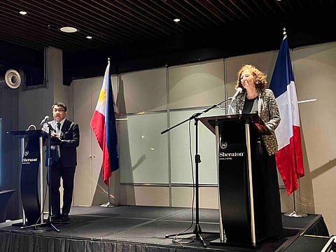 Trade Undersecretary for Foreign Relations Allan Gepty (left) and Magali Cesana, head of Bilateral Affairs of the French Treasury, answer queries from the members of the media after the 11th Philippines-France Joint Economic Committee (JEC) Meeting on Tuesday in the Sheraton Manila Hotel in Pasay City. 
