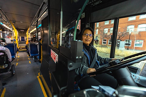 Bus wonder At just 4’9”, Maria Regina Gramatica Tubog turns heads behind the wheel of a 40-foot Edmonton Transit bus. 