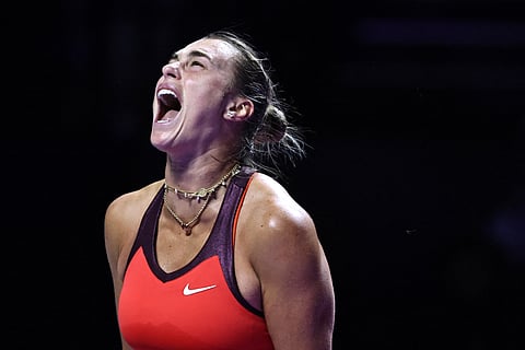 
ARYNA Sabalenka makes a show of force as she pulled off a 7-6 (7/5), 6-2 victory over Coco Gauff to advance to the semifinals of the WTA Finals in Riyadh, Saudi Arabia.  