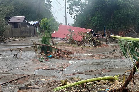 This handout photo taken and released by RG Jomark Omayan on 09 November 2025 shows a damaged home as Super Typhoon Fung-Wong moved towards the coast in Viga, Catanduanes
